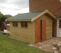 10 x 16 Workroom with a Green Metal Profile Roof