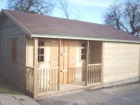 Leisure room with double doors and georgian windows in recess. With optional covered veranda and felt tiles. 